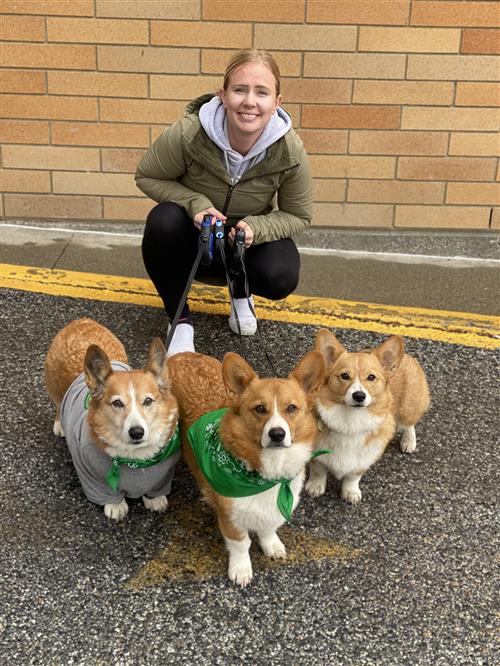 Mrs. Kamura with her dogs